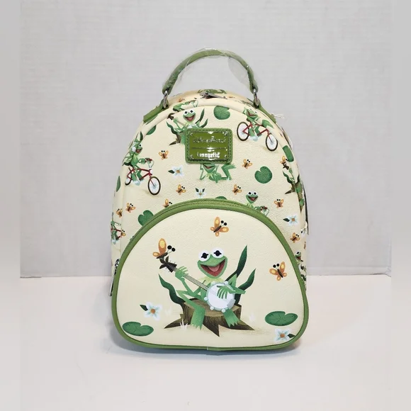 NWT Loungefly Kermit Mini Backpack, The Muppets - Disney Parks Loungefly The Muppets Kermit the Frog Green Mini Backpack  main image 2